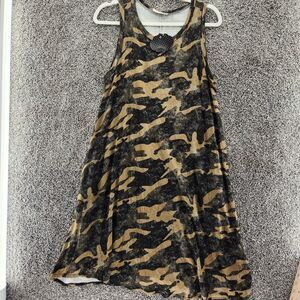 Bom Bom NWT Medium camoflaouge sleeveless long dress w pockets